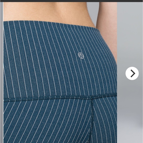 Lululemon- WunderUnder Crop II FoldOver- Conductor Pin Stripe- Sz 8- Blue & Pink - Picture 8 of 16